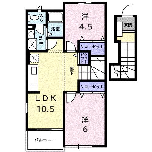 サンパティーク・メゾン(2LDK/2階)の間取り写真