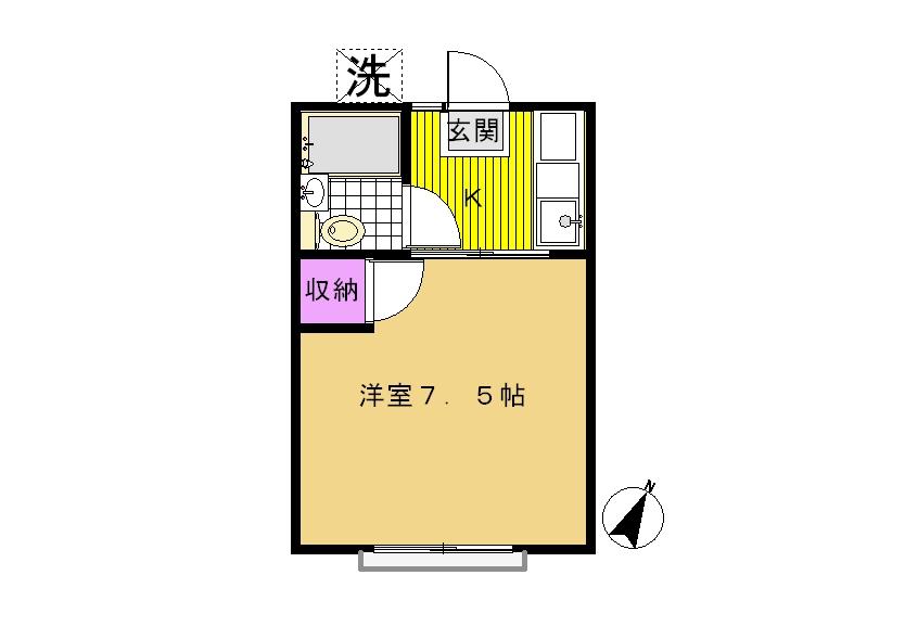 駅前コーポカワイ(1K/2階)の間取り写真