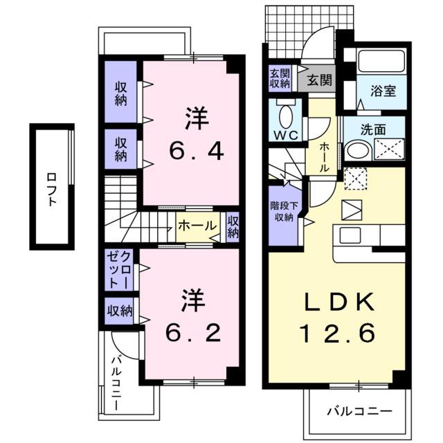 カメーリア2番館(2LDK/1階)の間取り写真