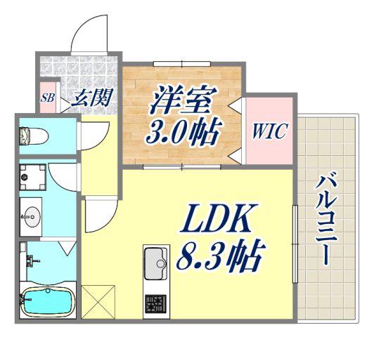 エハコ日暮通(1LDK/3階)の間取り写真