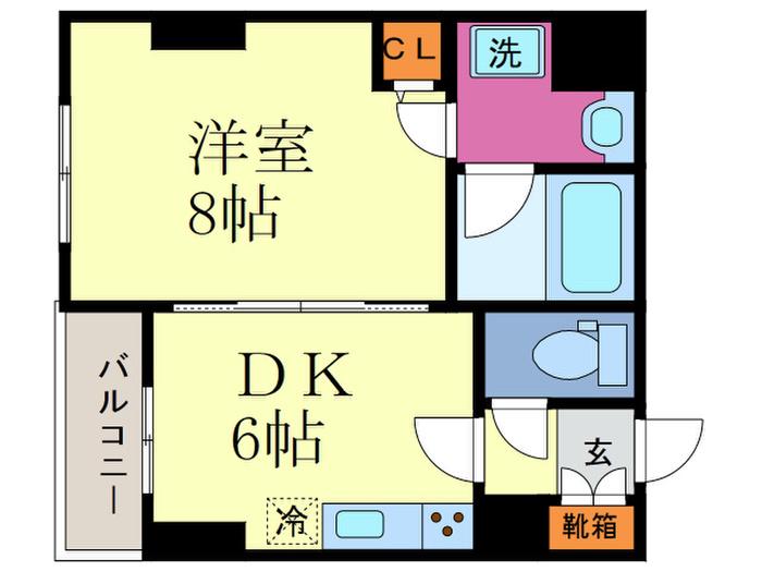 アフィシオン堀川(1DK/8階)の間取り写真
