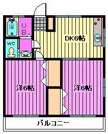 大山コーポ(2DK/2階)の間取り写真
