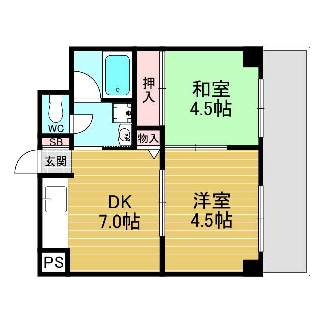 グレイス21(2DK/4階)の間取り写真