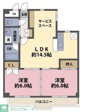 ル・ベール梶が谷(2SLDK/1階)の間取り写真