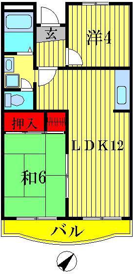 山崎マンション(2LDK/1階)の間取り写真