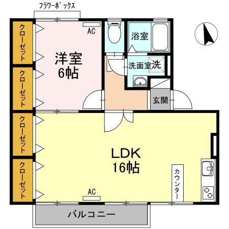 メゾン・ド・マージュ C棟(2LDK/1階)の間取り写真