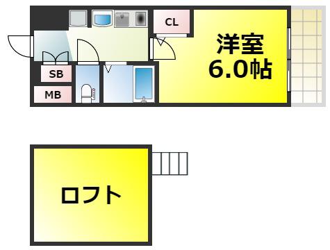 エステムコート難波ウエスト-SIDE大阪ドーム前(1SK/8階)の間取り写真