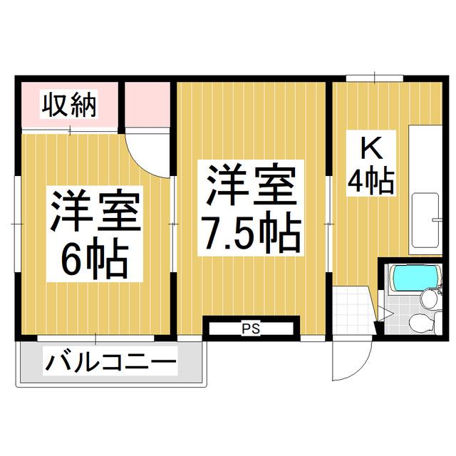 サンハイツ南山(2K/2階)の間取り写真