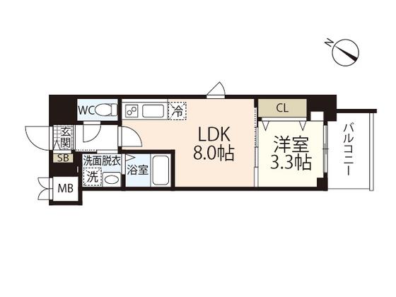 S-RESIDENCE広島駅ENABLE(1LDK/2階)の間取り写真