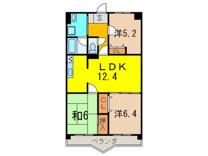 リヴェール石神井(3LDK/1階)の間取り写真
