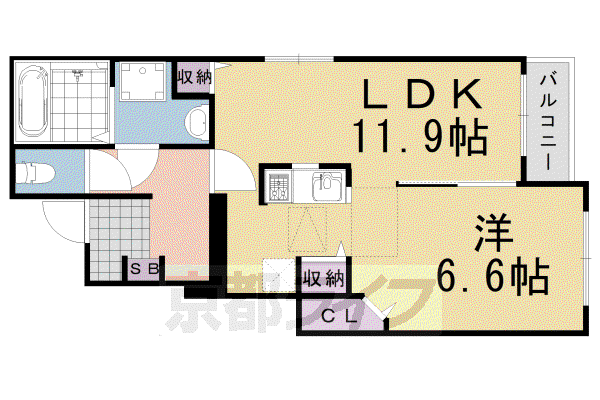 メーデルクーリー(1LDK/1階)の間取り写真