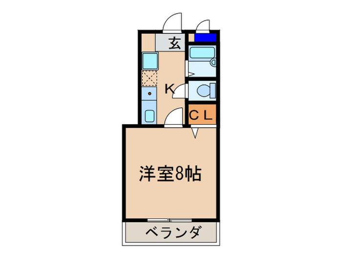 ドマーレ平川(1K/2階)の間取り写真