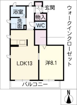 シャーメゾン光樹町(1LDK/1階)の間取り写真