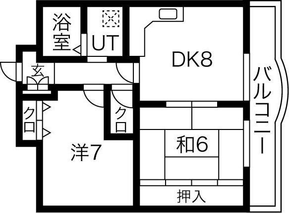 ビエント六甲Ⅲ(2LDK/2階)の間取り写真