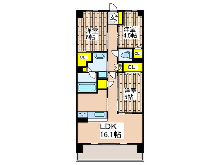 グレーシア湘南藤沢テラス(3LDK/5階)の間取り写真