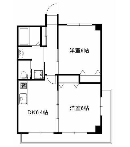 ティーマンション32(2DK/2階)の間取り写真