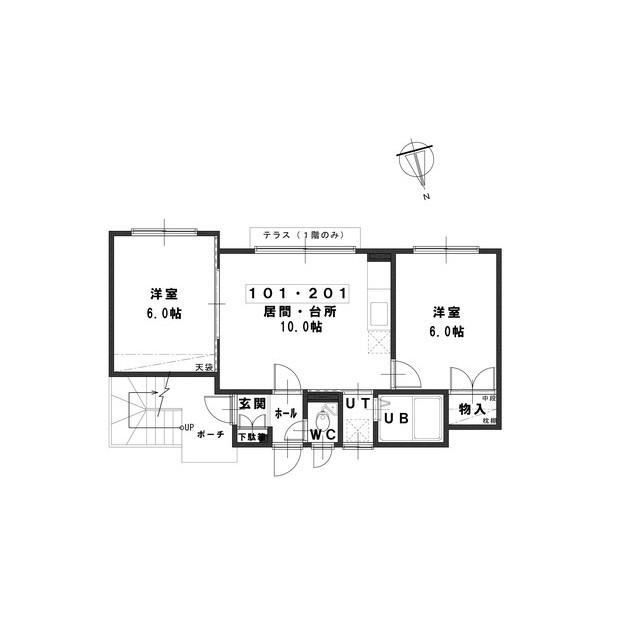 ルミエール93(2LDK/1階)の間取り写真