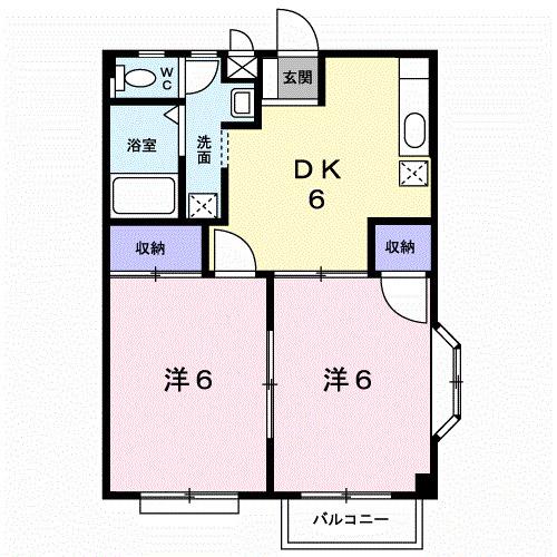グレイシャス山下(2DK/2階)の間取り写真