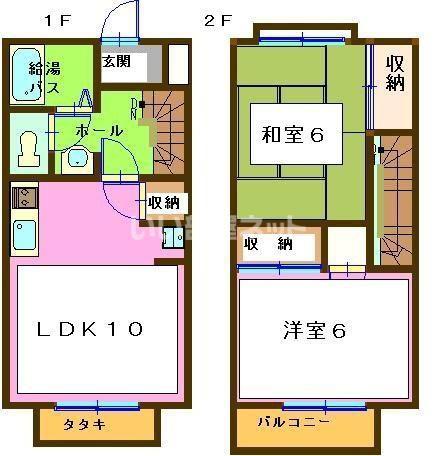 オオマデンハイツ(2LDK/1階)の間取り写真