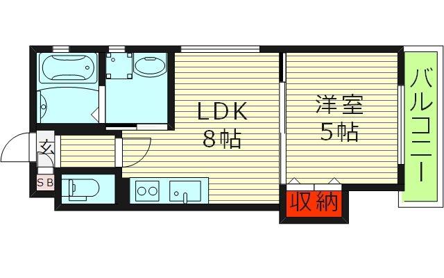 クリエオーレ茨田大宮2(1LDK/2階)の間取り写真