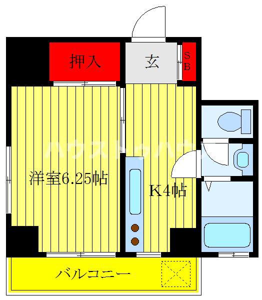 ANNEX M(1K/2階)の間取り写真