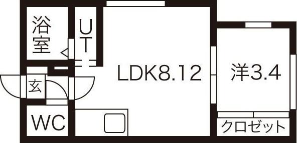 パスカル山の手(1LDK/2階)の間取り写真