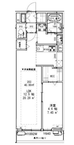 ピースコート登戸Ⅳ(1LDK/1階)の間取り写真