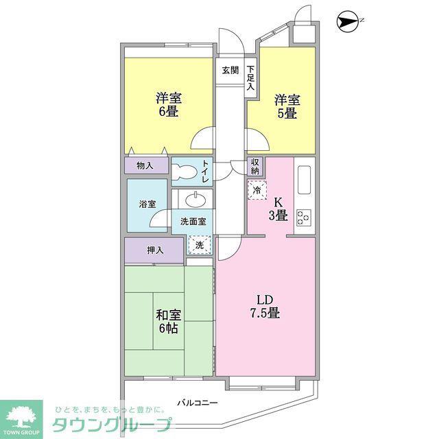 アルス立川(3LDK/4階)の間取り写真