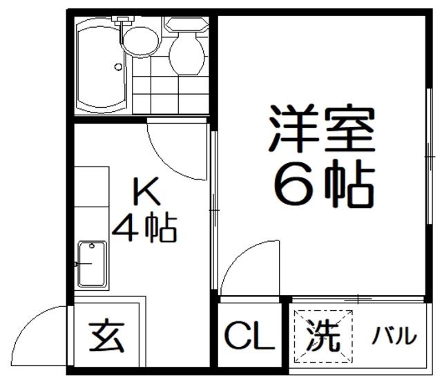 ビューハイツ枚方A棟(1K/3階)の間取り写真