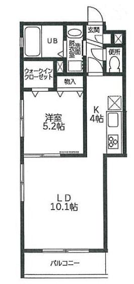 ラシュレハタゴ(1LDK/4階)の間取り写真