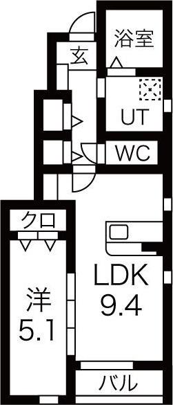 RIGHT BRIGHT AP(1LDK/1階)の間取り写真