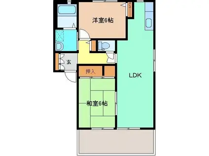 グレース・ティナ C棟(2LDK/1階)の間取り写真