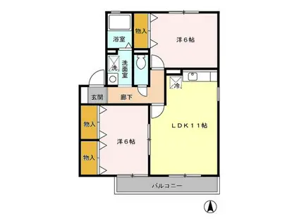 グランドソレイユ(2LDK/2階)の間取り写真