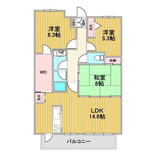 ナポレ城山町アボックマンション(3LDK/7階)の間取り写真