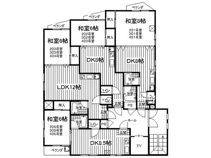 梅津 1DK システムキッチン付マンション(1DK/4階)の間取り写真