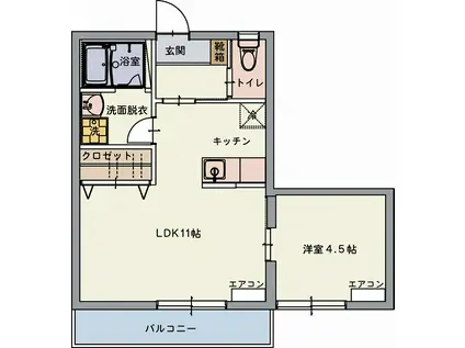 アミティエ(1LDK/2階)の間取り写真