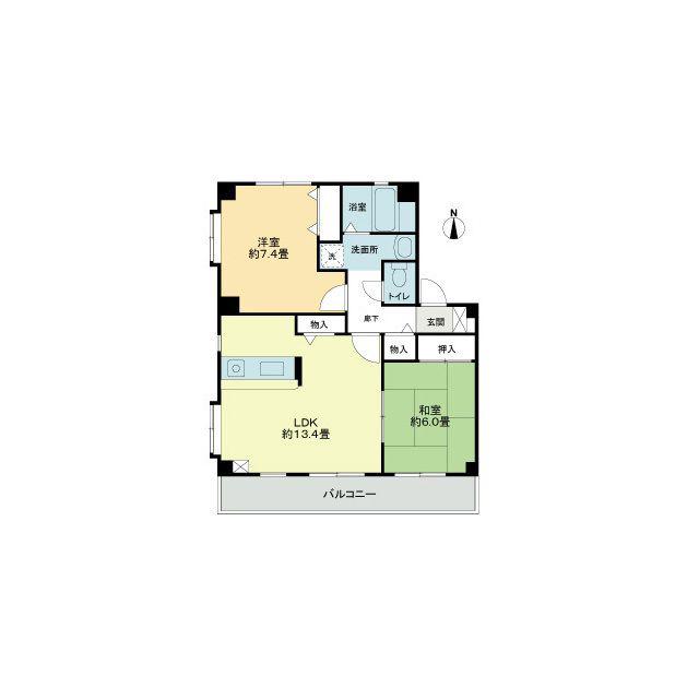 フォブール善導寺(2LDK/3階)の間取り写真