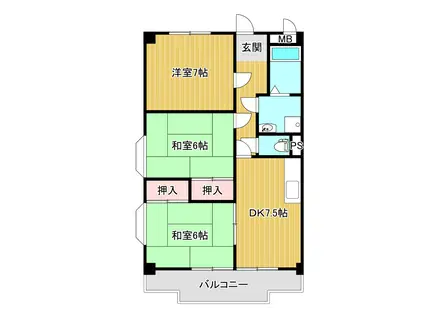 第2井住ビル(3DK/4階)の間取り写真