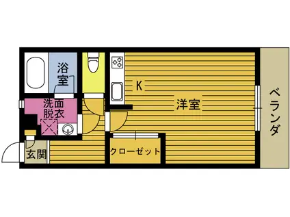 ビーダグラシアスI(ワンルーム/1階)の間取り写真