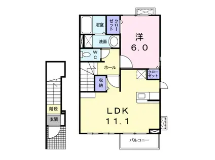 ソルジェンテ(1LDK/2階)の間取り写真