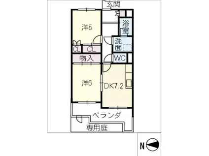 ダイアパレス本郷 104号(2DK/1階)の間取り写真