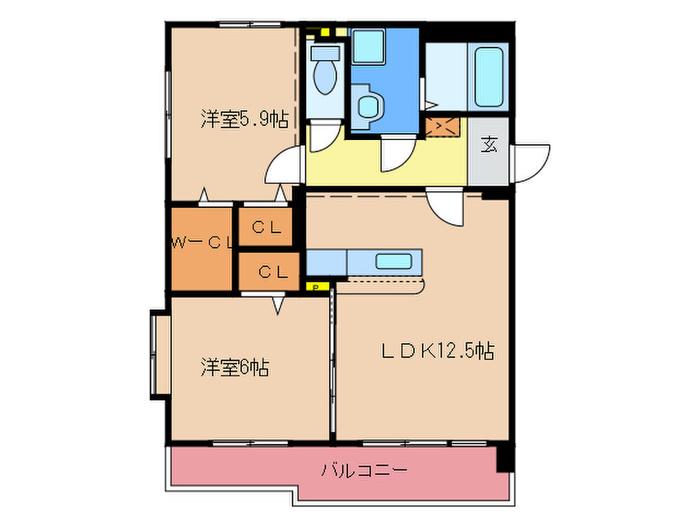プリエール・ピューレII(2LDK/1階)の間取り写真
