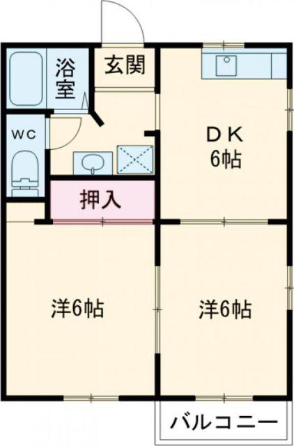 ドミール水谷(2DK/2階)の間取り写真