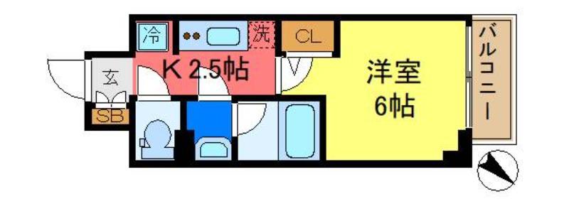 ルフレプレミアム新小岩(1K/2階)の間取り写真