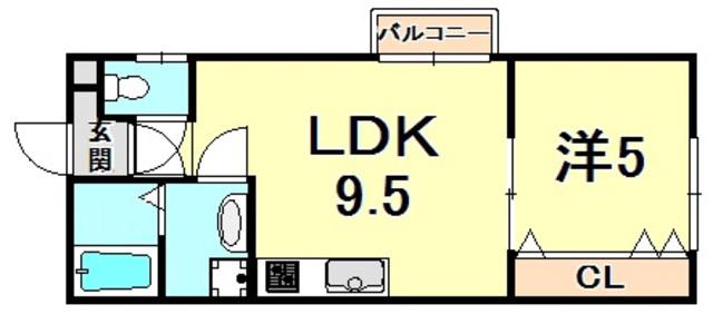 JS小山町(1LDK/2階)の間取り写真