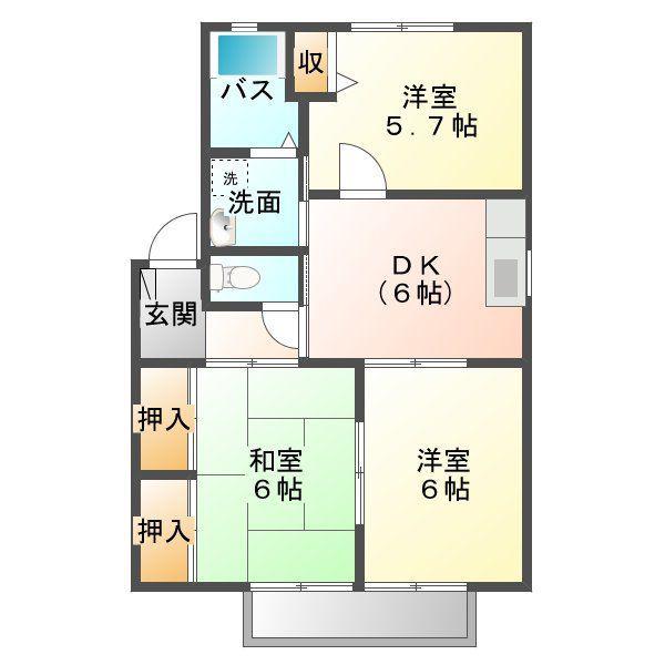 パーシモンズガーデンB棟(3DK/1階)の間取り写真