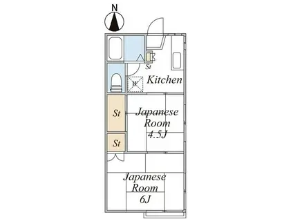 ファミーユ中丸(2K/1階)の間取り写真