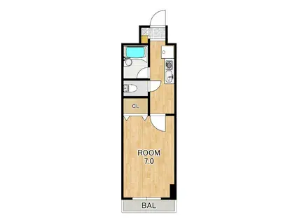 オリオンコート(1K/2階)の間取り写真