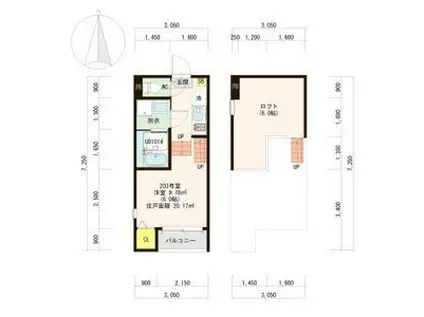 グレーステラス福住A(1K/2階)の間取り写真