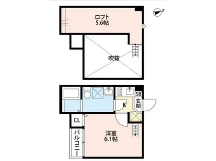 LUCE(1K/2階)の間取り写真